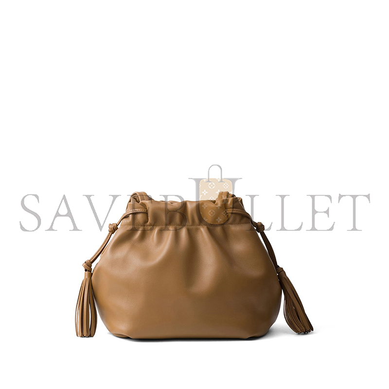 Pra*a black nappa leather shoulder bag 1bg541 (25*24*11cm)